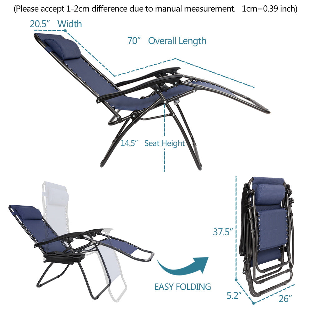 Lounge Patio Chairs with Pillow and Utility Tray