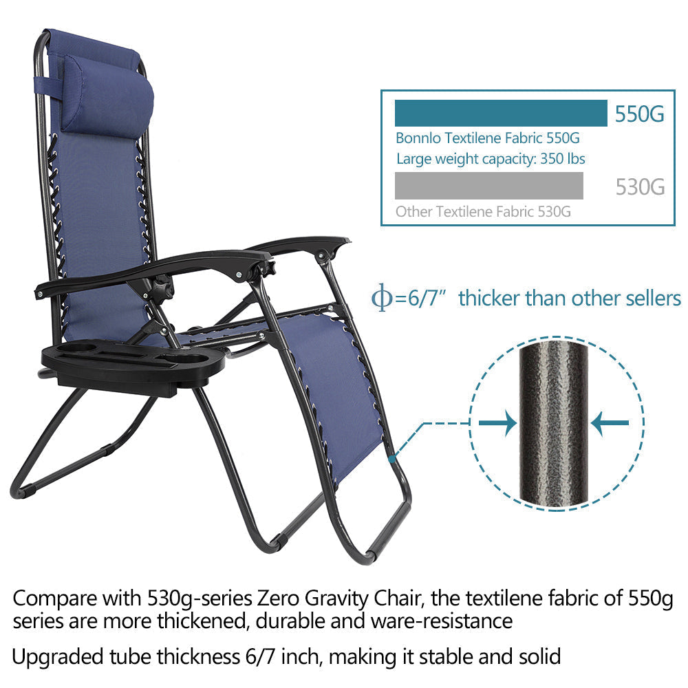 Lounge Patio Chairs with Pillow and Utility Tray