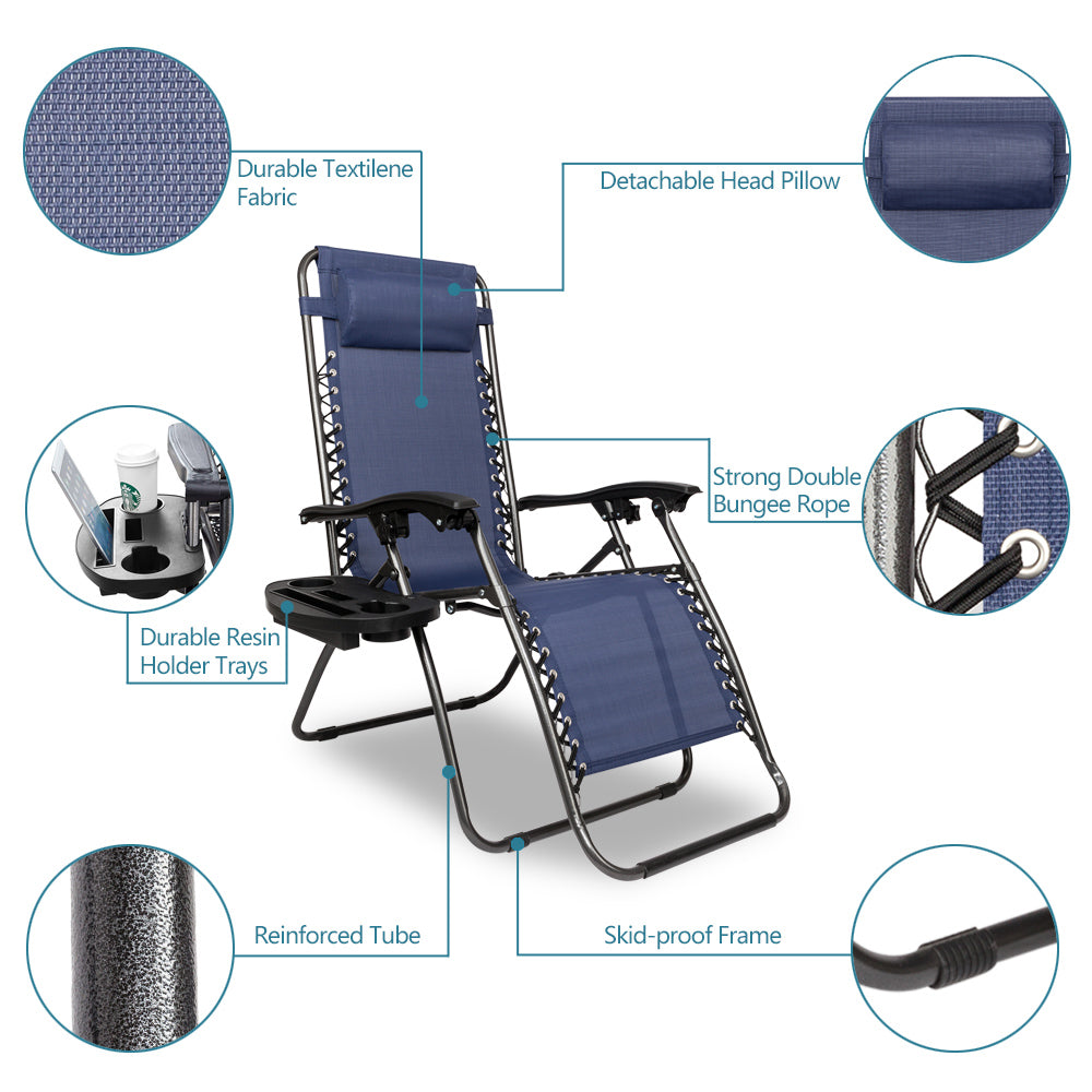 Lounge Patio Chairs with Pillow and Utility Tray
