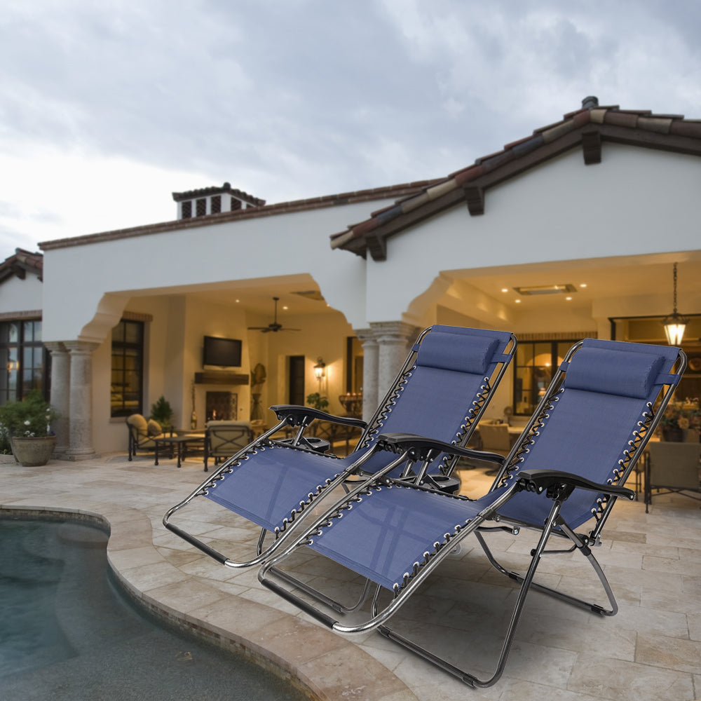 Lounge Patio Chairs with Pillow and Utility Tray
