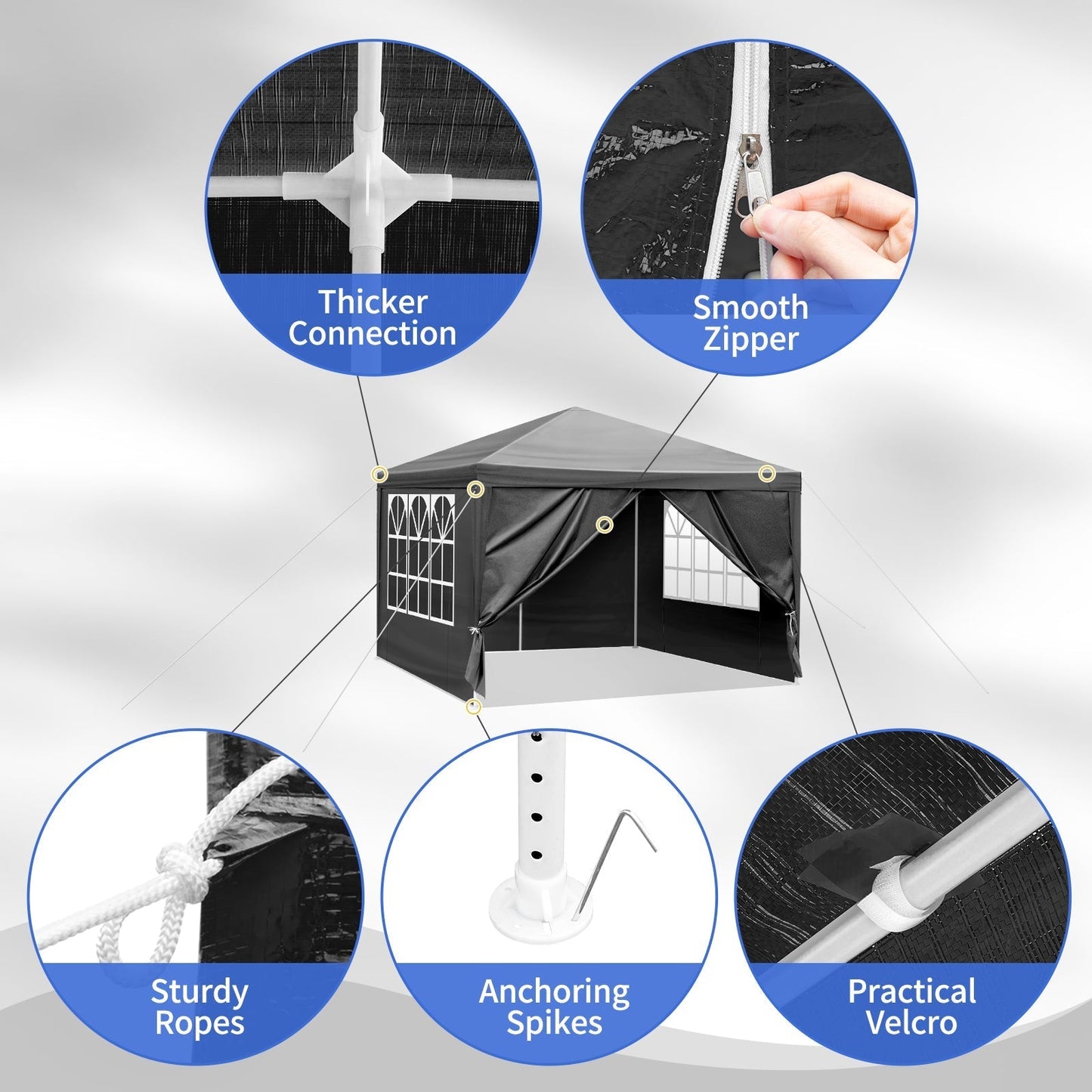 10'x10' Gazebo Waterproof Outdoor Canopy Black