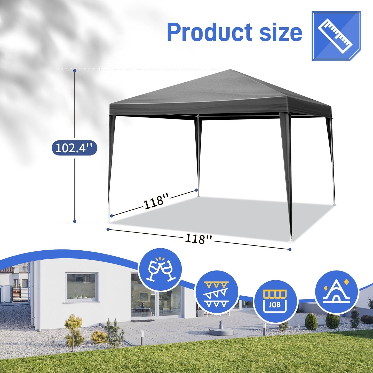 10'x10' Gazebo Waterproof Outdoor Canopy Black
