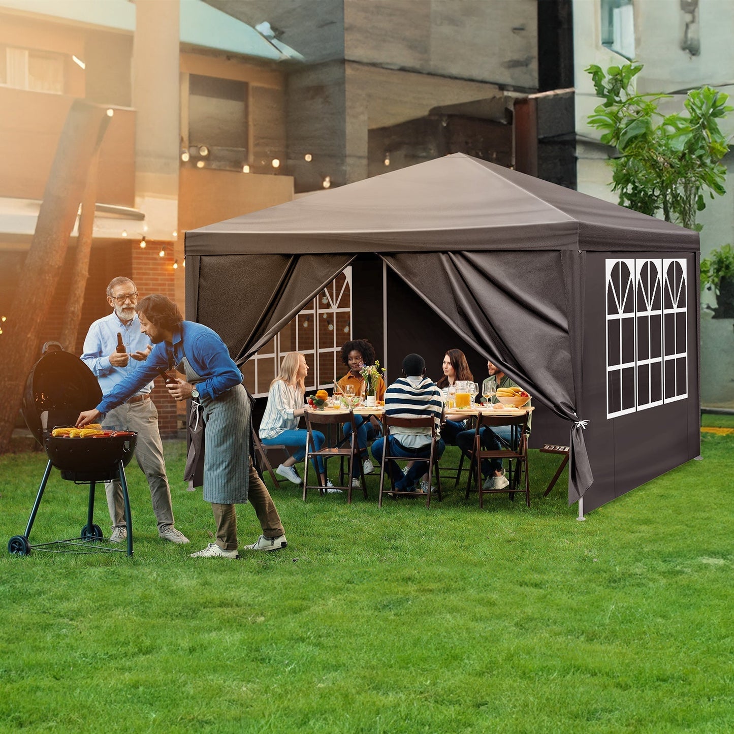 10'x10' Gazebo Waterproof Outdoor Canopy Black