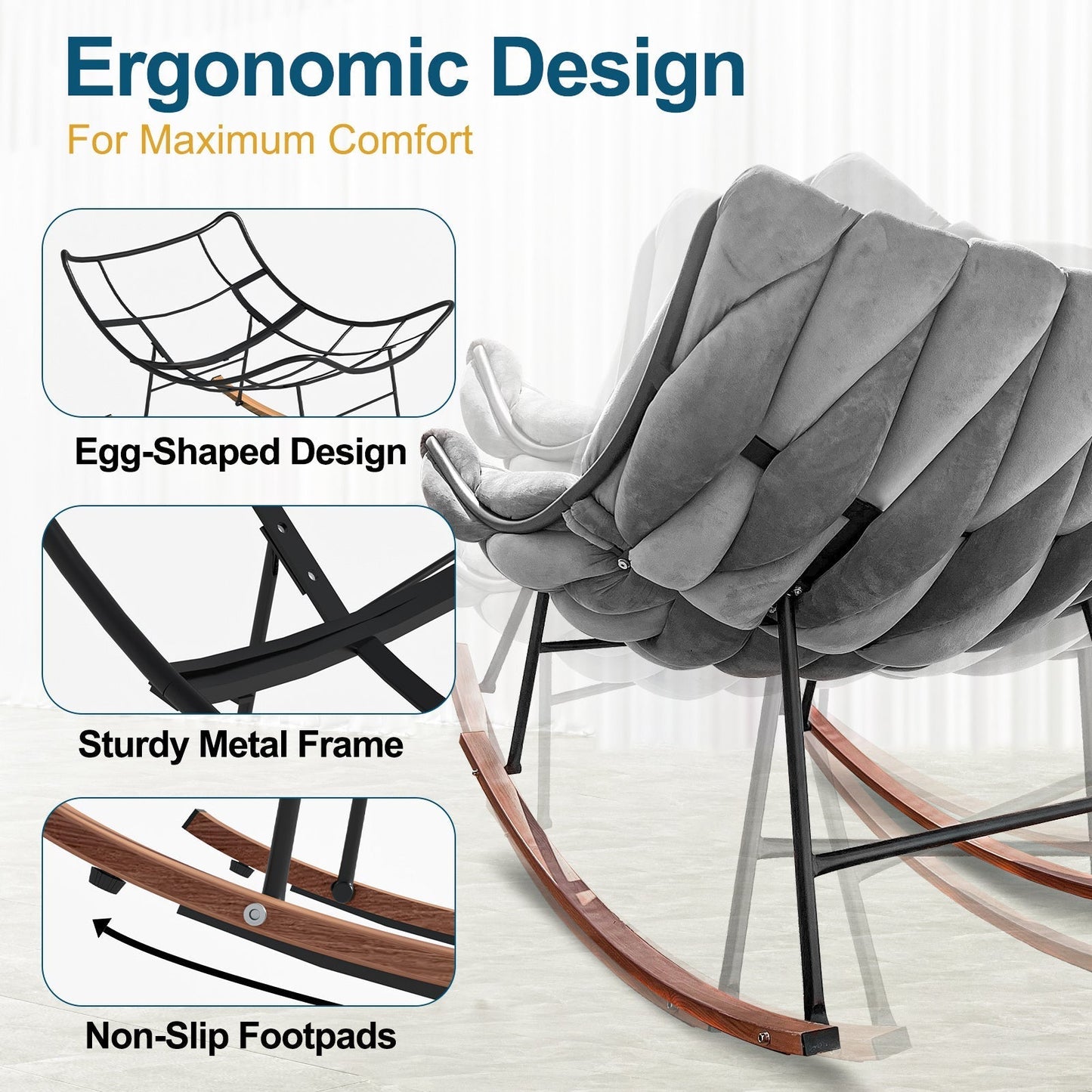 Outdoor Patio Egg Rocking Chair