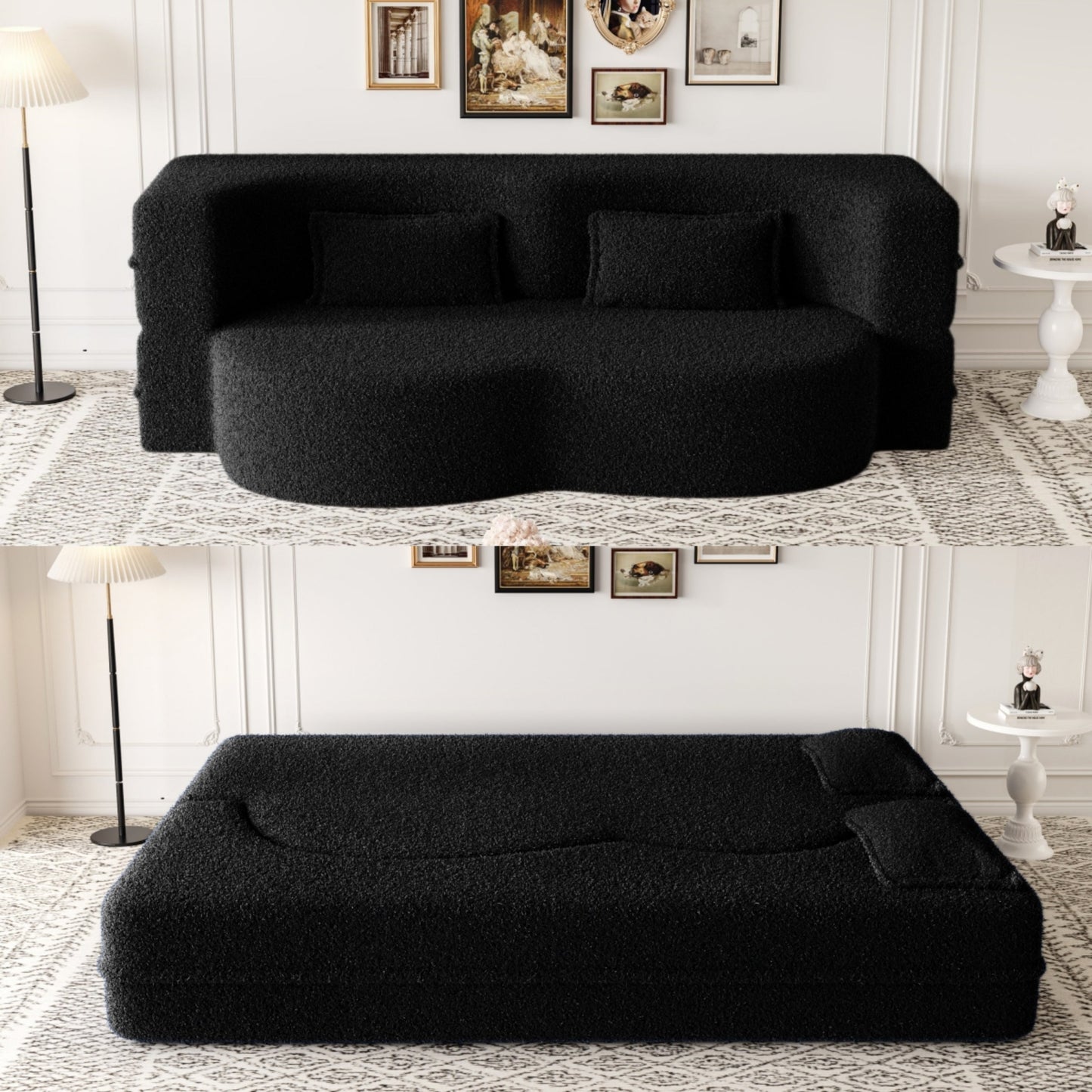 Modern Floor Sofa with 2 Pillows