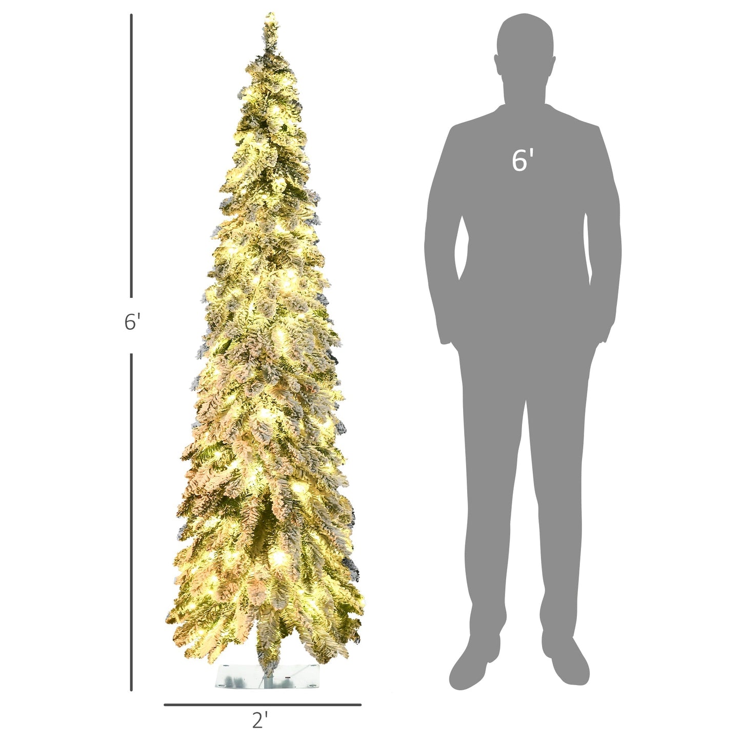 6ft Pencil Shape Christmas Tree