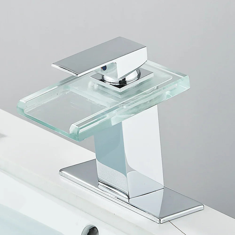 LED Waterfall Bathroom Sink Faucet