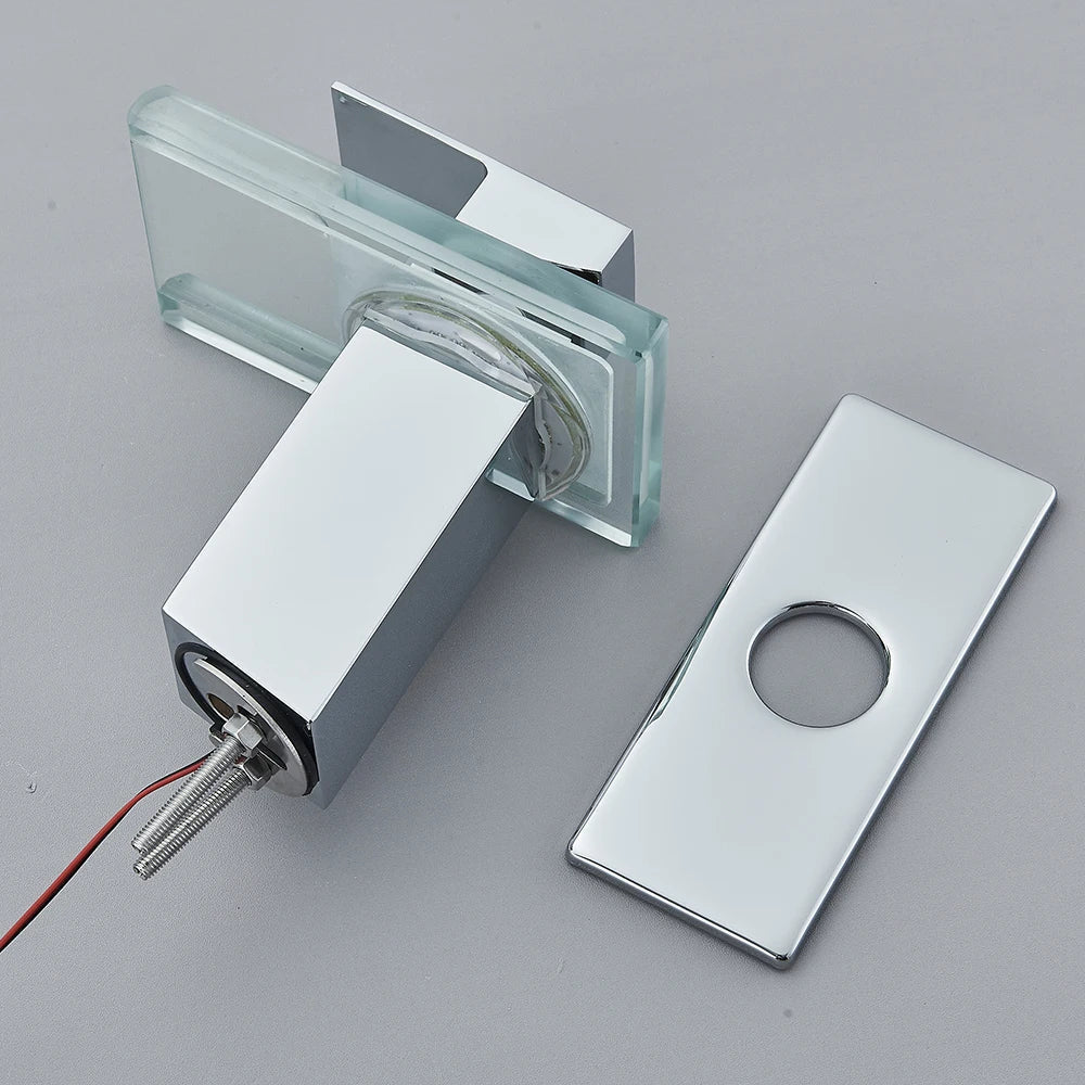 LED Waterfall Bathroom Sink Faucet
