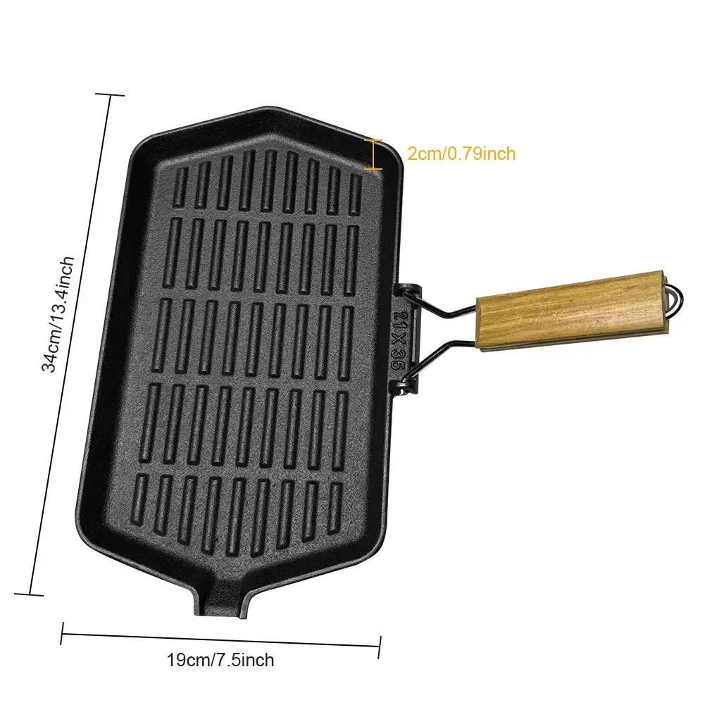 34X19cm Cast Iron Grill Pan