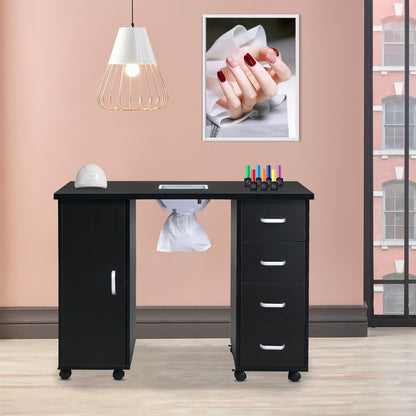 Single Door 4 Drawers with Fan Black Nail Table
