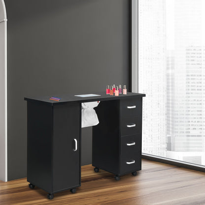 Single Door 4 Drawers with Fan Black Nail Table