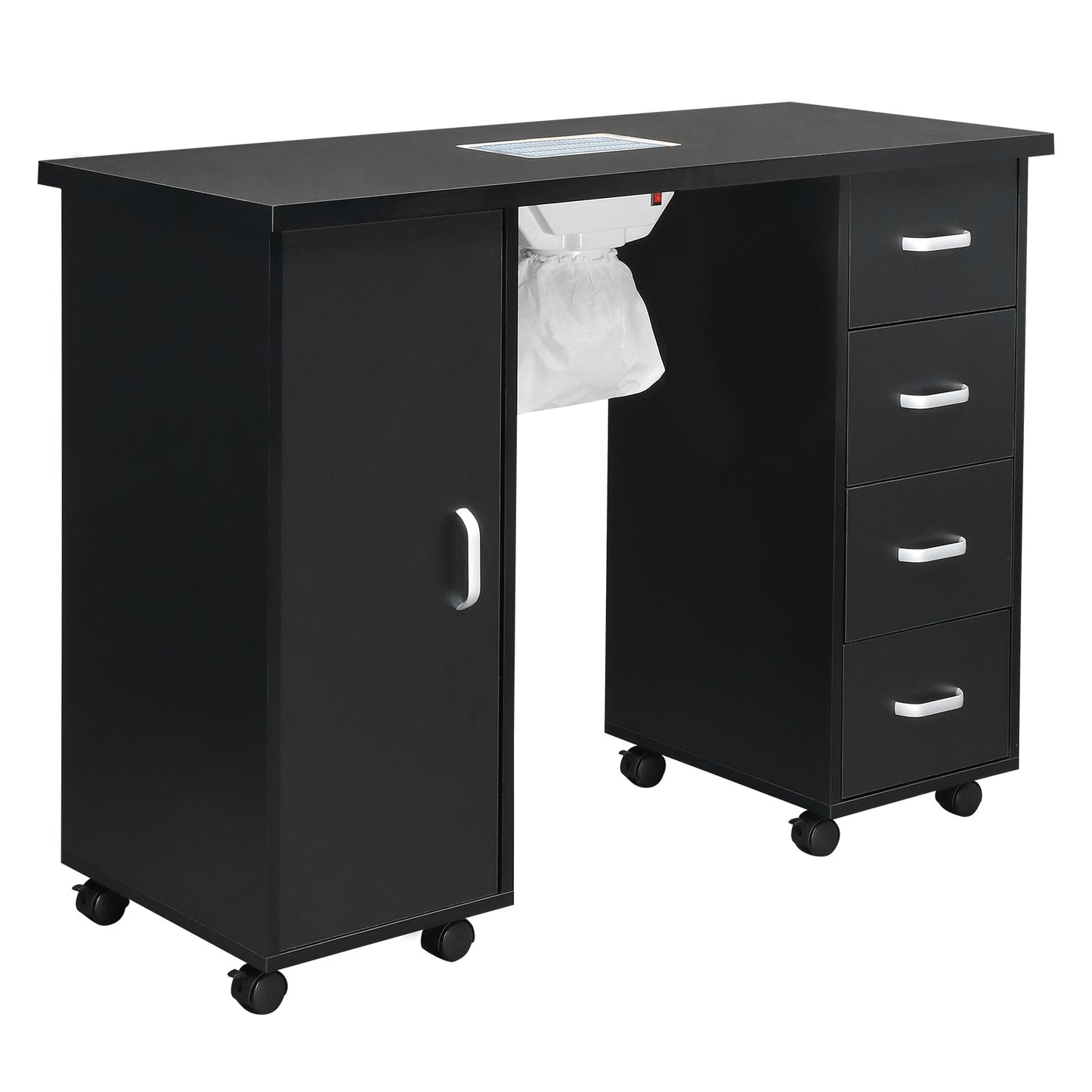 Single Door 4 Drawers with Fan Black Nail Table