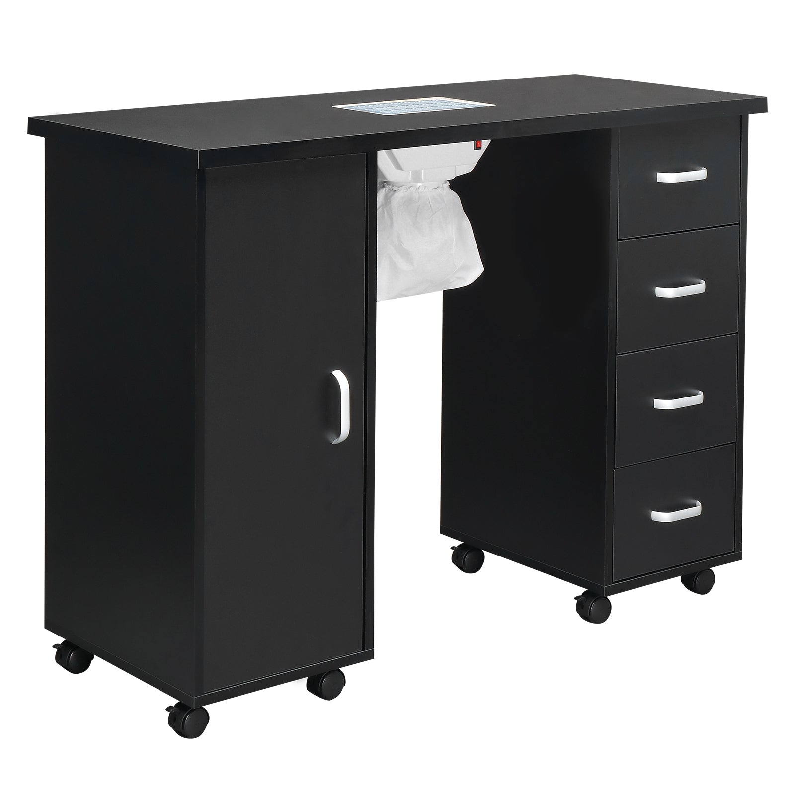 Single Door 4 Drawers with Fan Black Nail Table
