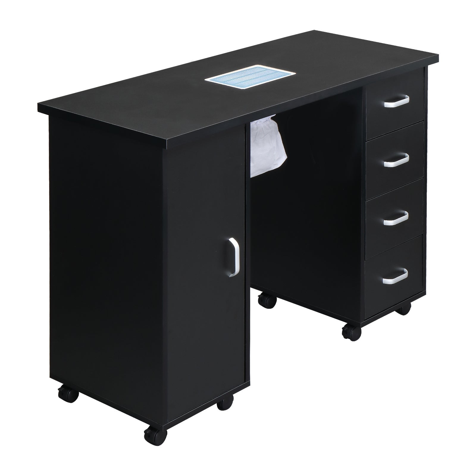 Single Door 4 Drawers with Fan Black Nail Table