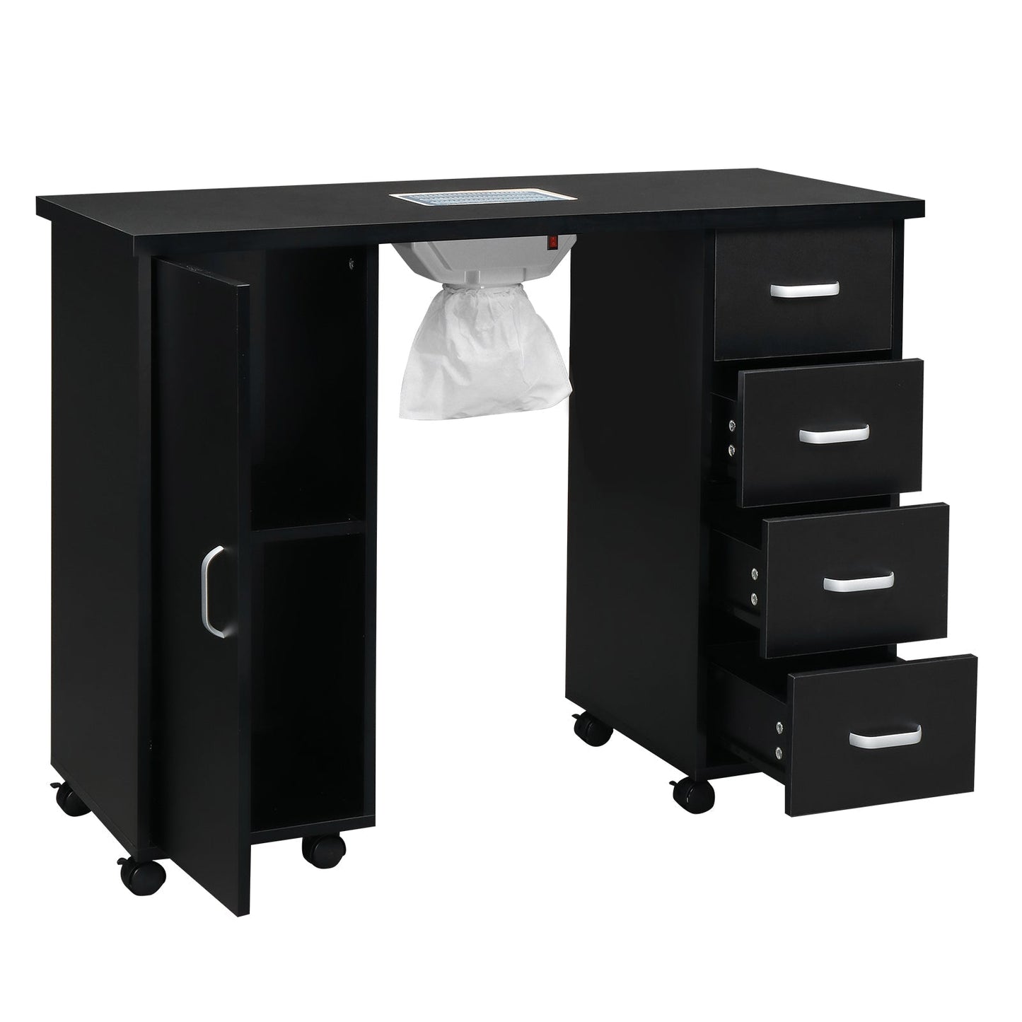 Single Door 4 Drawers with Fan Black Nail Table