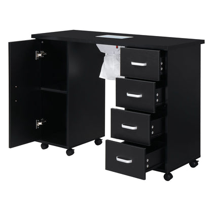 Single Door 4 Drawers with Fan Black Nail Table