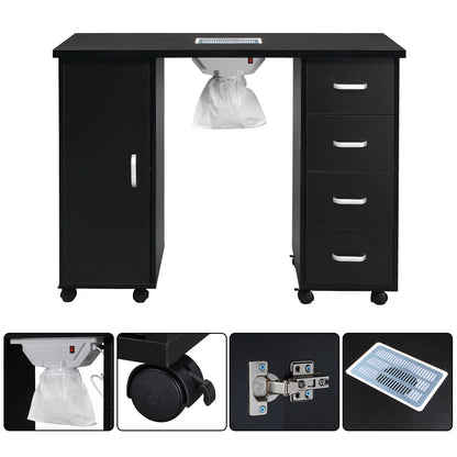 Single Door 4 Drawers with Fan Black Nail Table