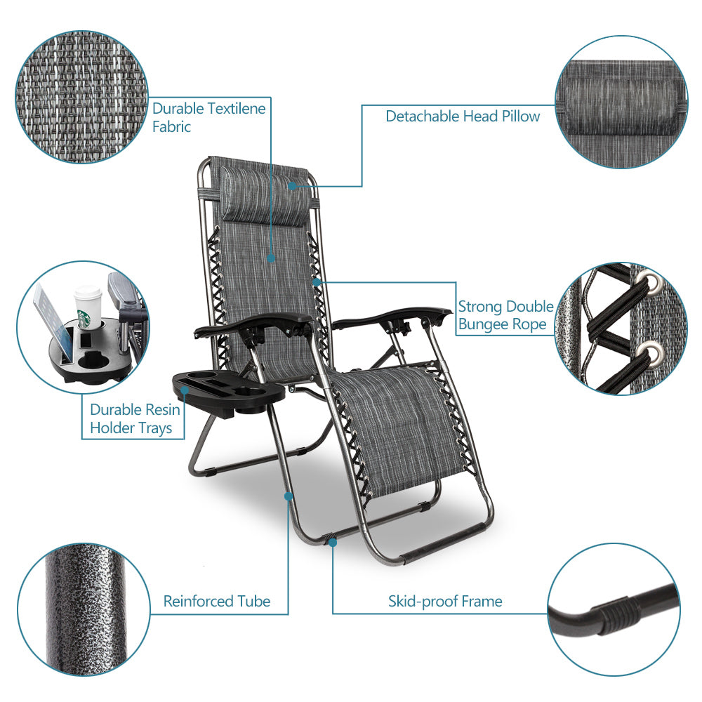 Patio Chairs with Pillow and Utility Tray