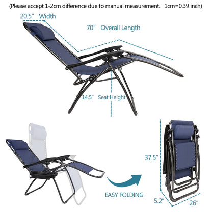 Lounge Patio Chairs with Pillow and Utility Tray