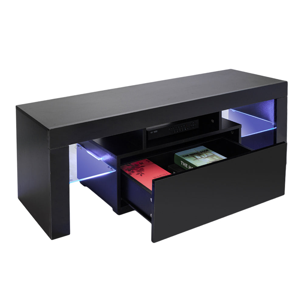 Elegant LED TV Cabinet with Single Drawer Black