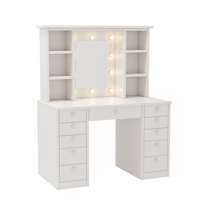 Vanity Desk with LED Lighted Mirror