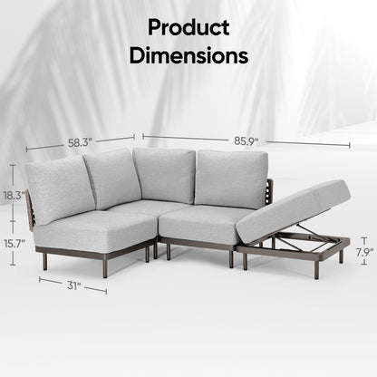Patio Sofa With Adjustable Recliner