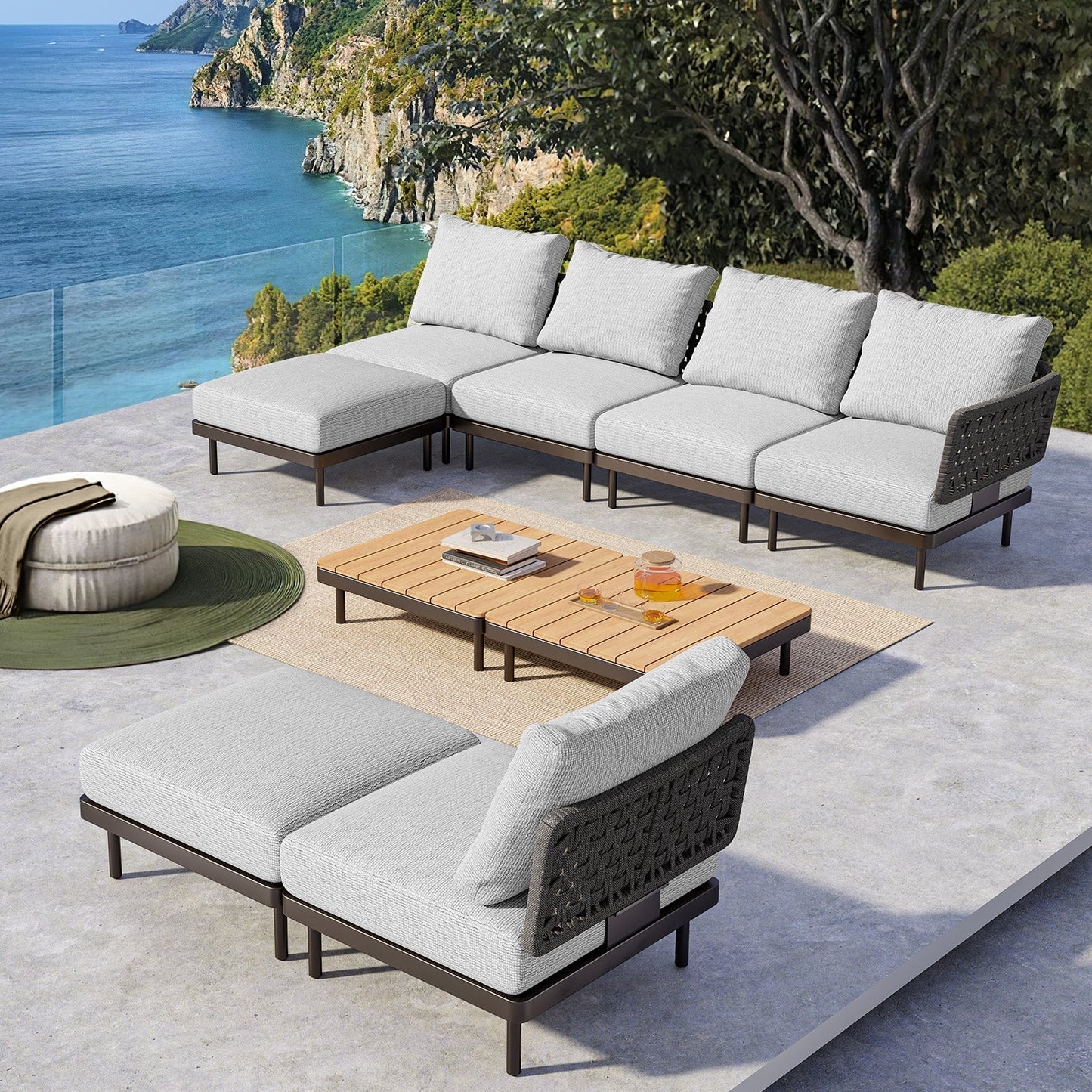 Patio Sofa With Adjustable Recliner