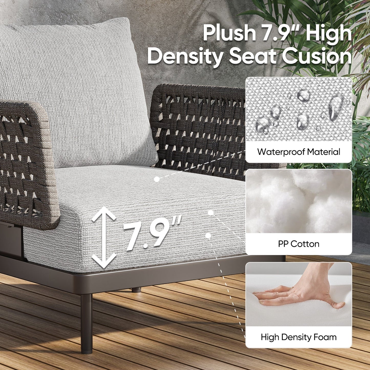 Patio Sofa With Adjustable Recliner