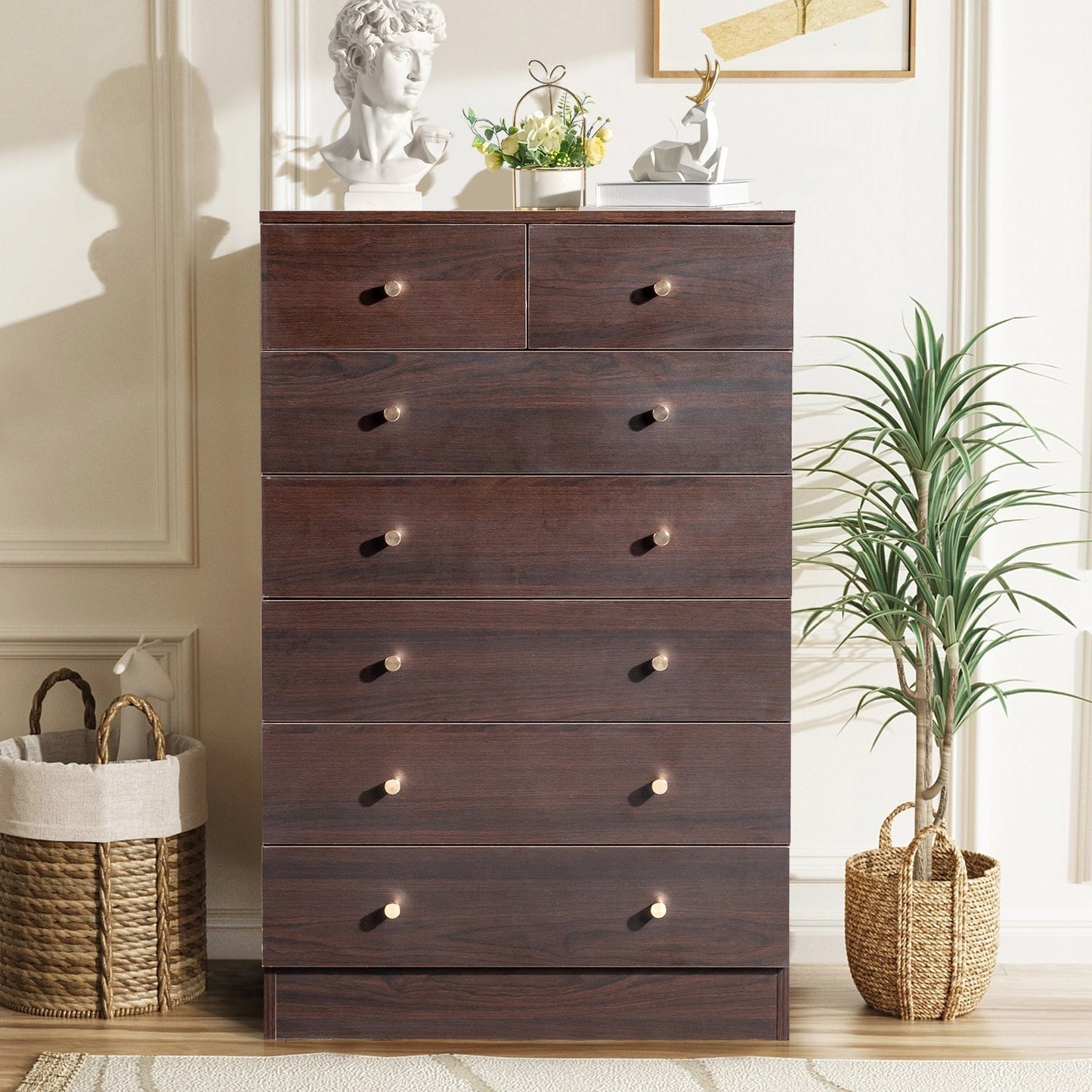 Modern Simple 7-Drawer Dresser-Brown