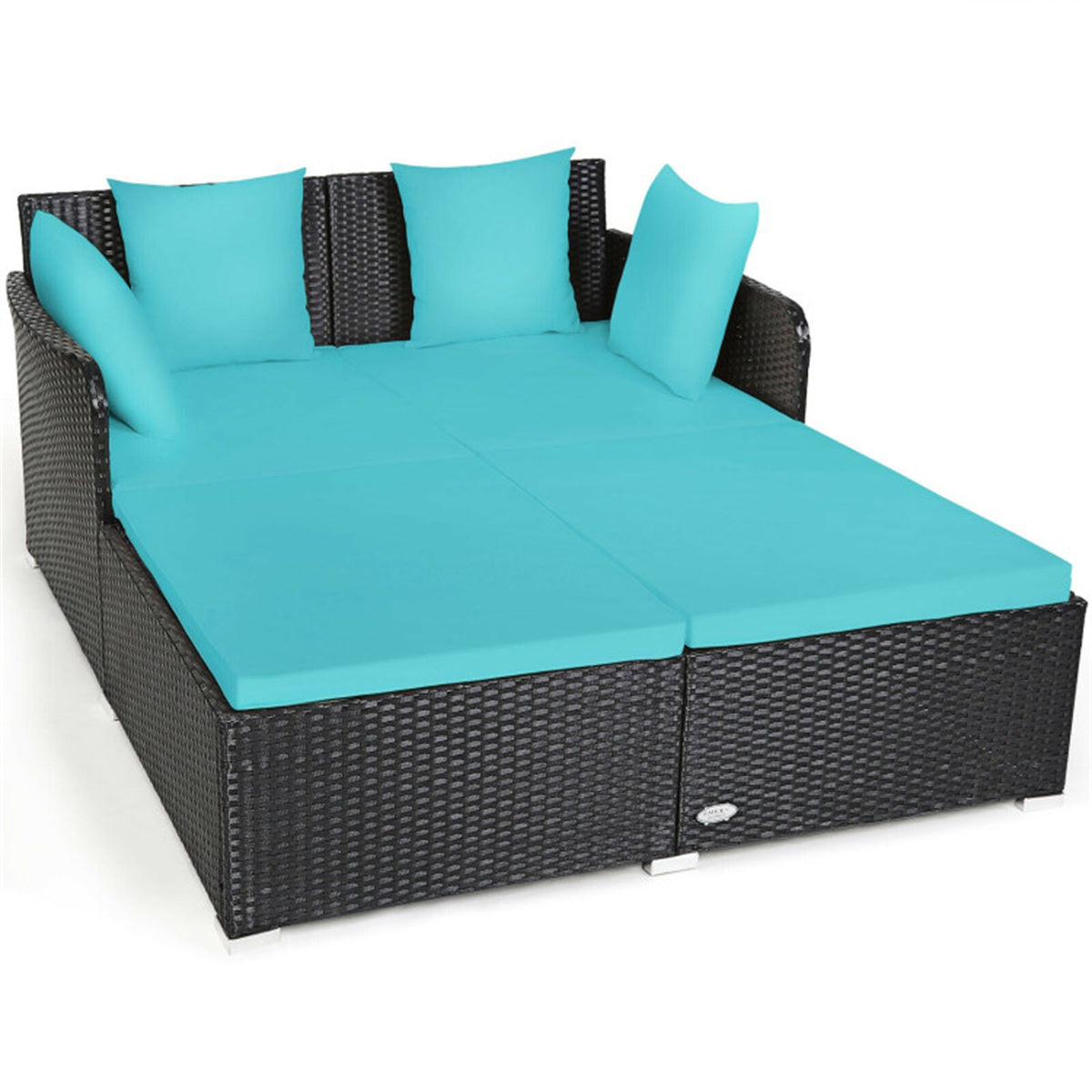 Turquoise Outdoor Rattan Daybed