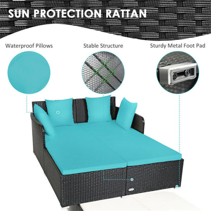 Turquoise Outdoor Rattan Daybed