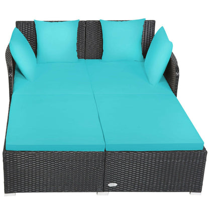Turquoise Outdoor Rattan Daybed
