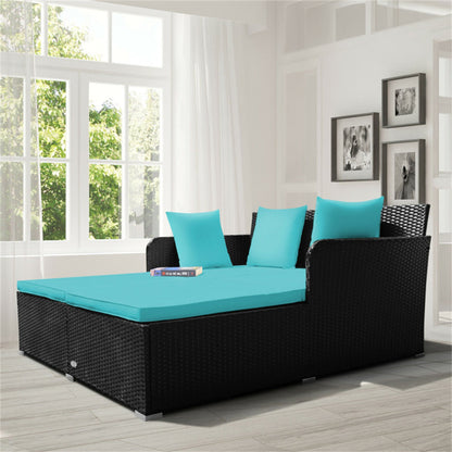 Turquoise Outdoor Rattan Daybed