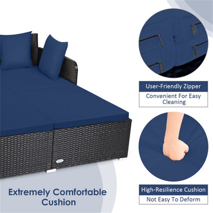 Navy Outdoor Rattan Daybed