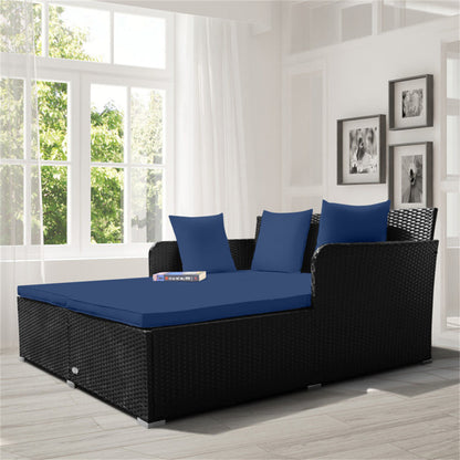 Navy Outdoor Rattan Daybed