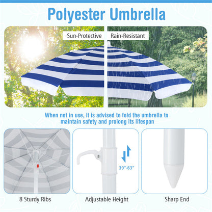 Kids Outdoor Picnic Table With Umbrella -White