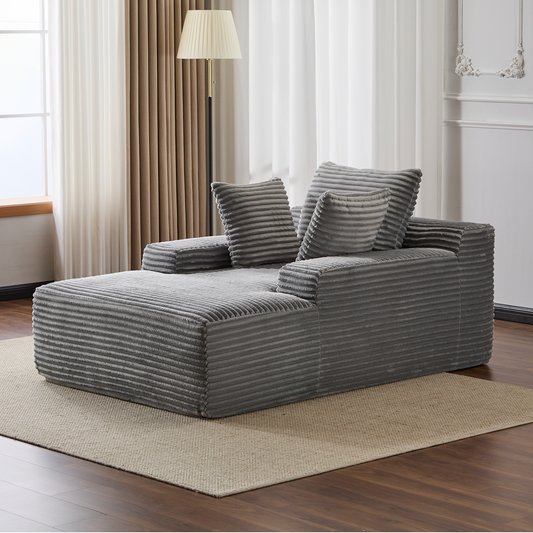 Modern Plush Corduroy Sofa-Grey