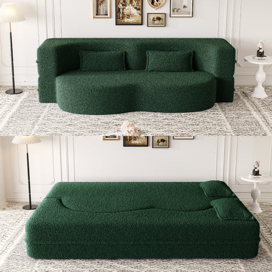 Convertible Teddy Fabric Foam Sofa Bed