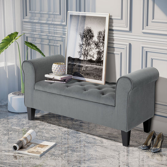 Flip Top Storage Bench-Grey