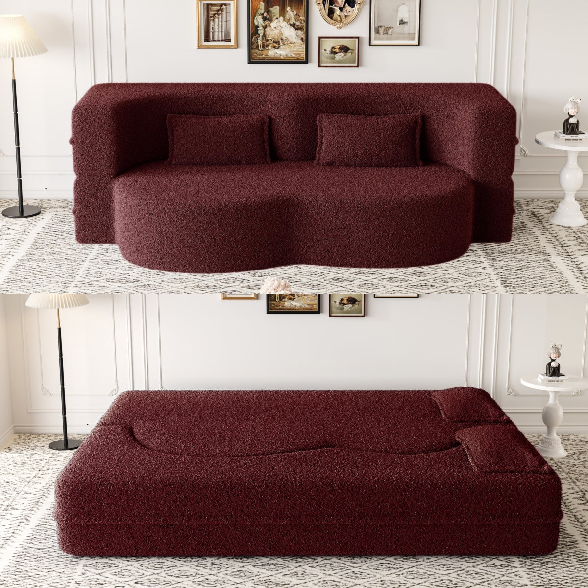 Modern Convertible Sofa with 2 Pillows