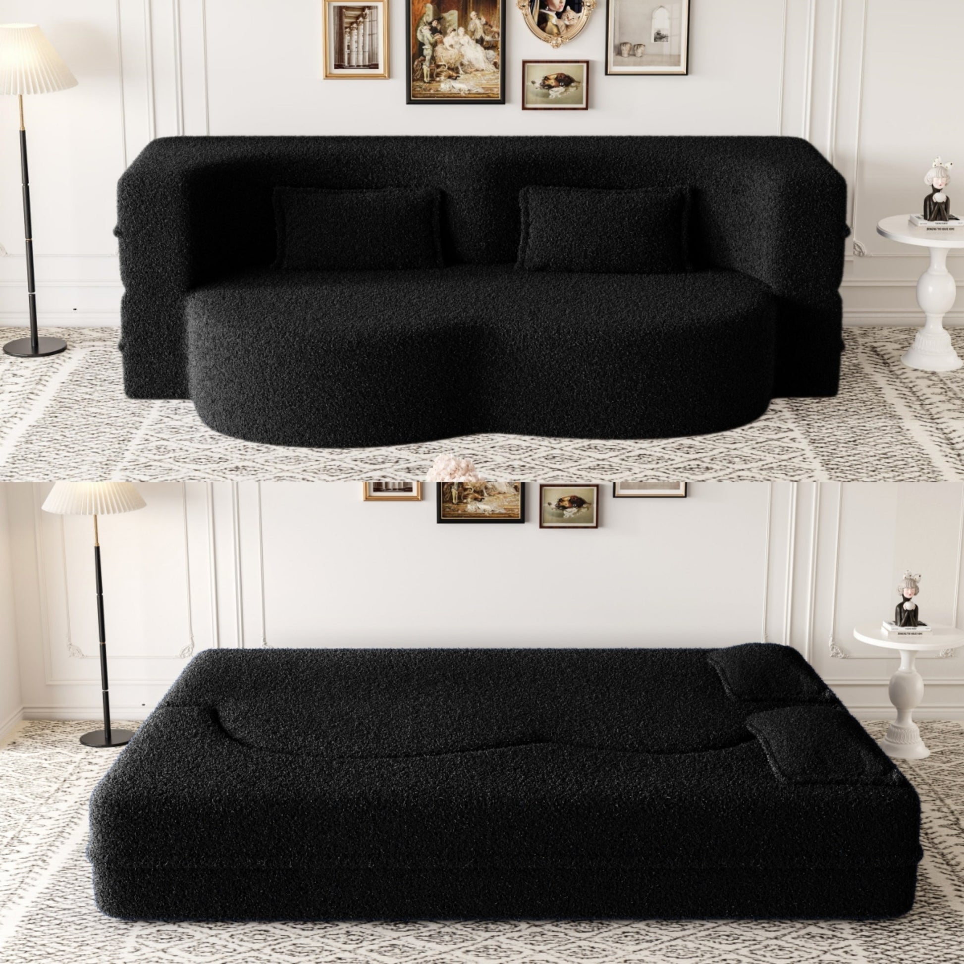 Modern Floor Sofa with 2 Pillows