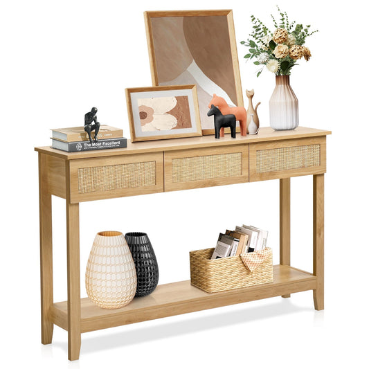 Boho Style Rattan Console Table