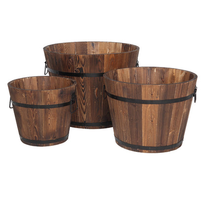 Outdoor Reinforced and Anticorrosive Wooden Pot Set