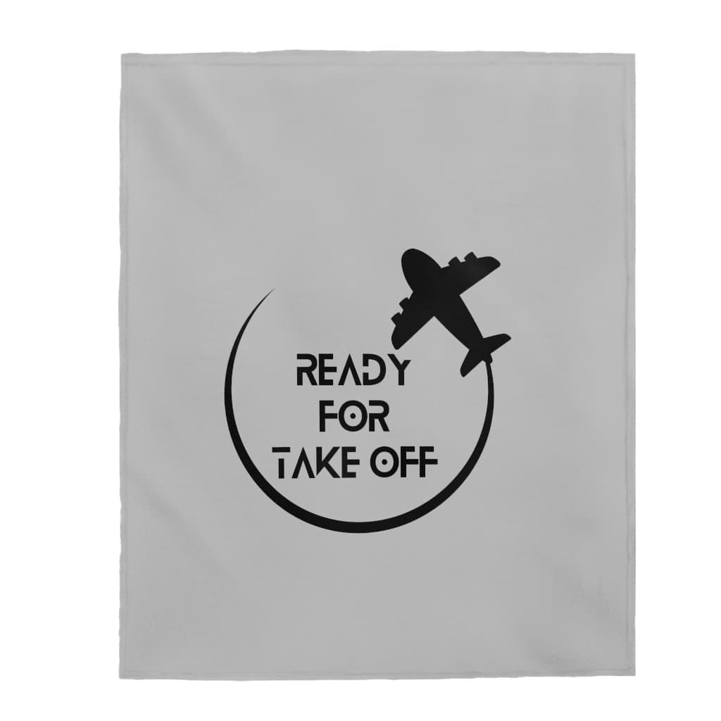 Grey Ready for Take Off Velveteen Plush Blanket - MONLANE
