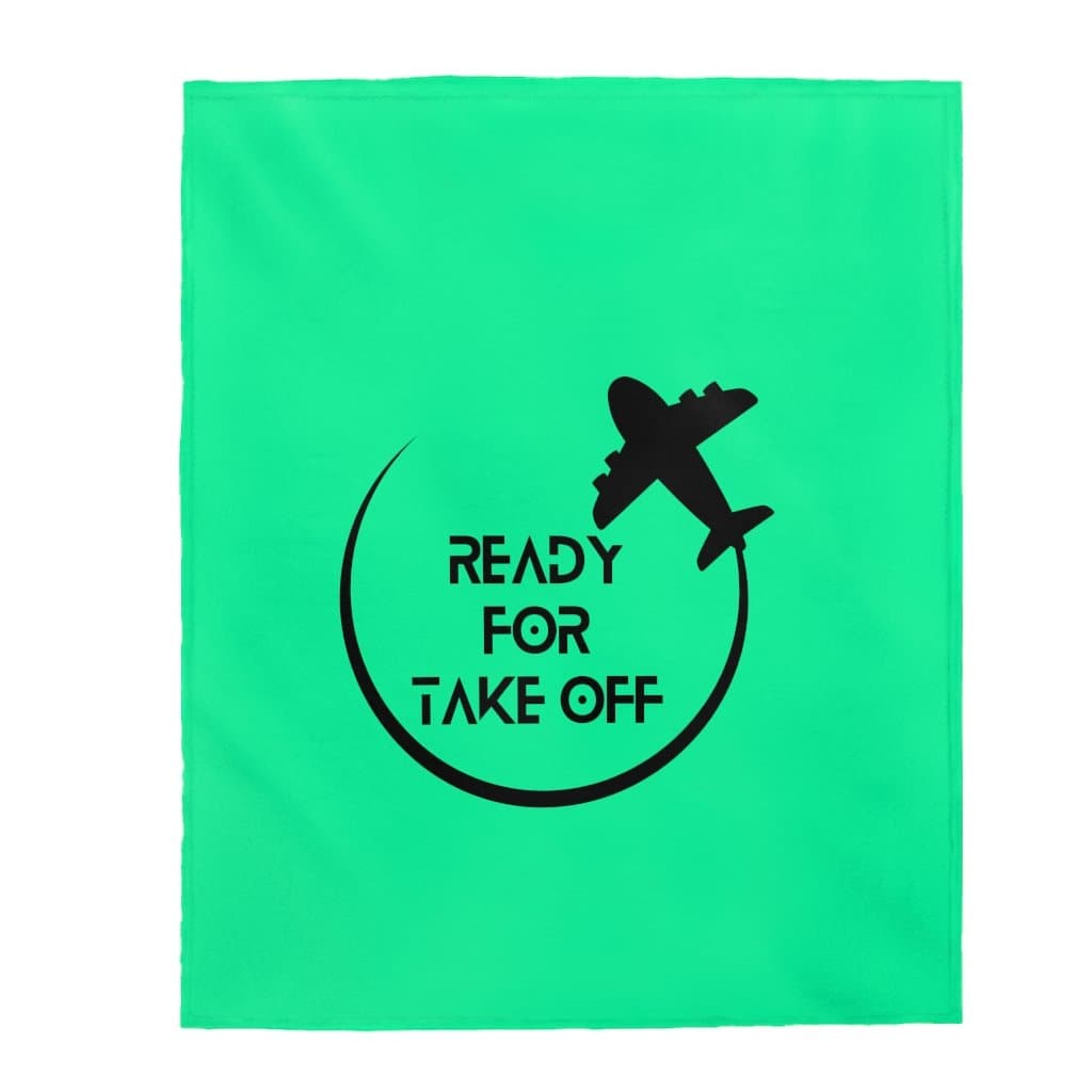 Green Ready for Take Off Velveteen Plush Blanket - MONLANE