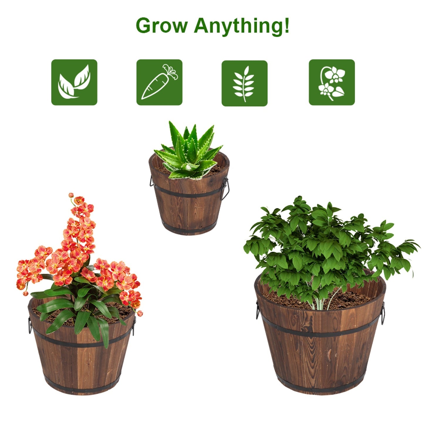 Outdoor Reinforced and Anticorrosive Wooden Pot Set