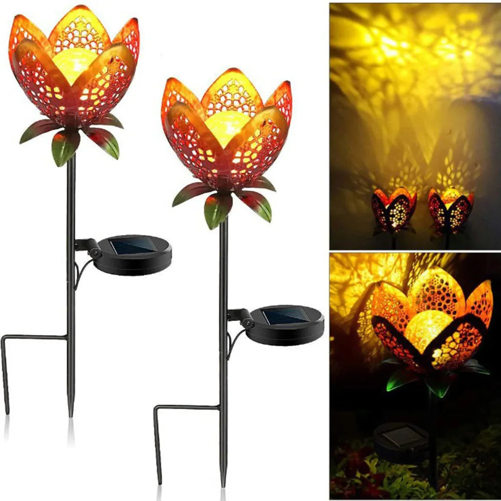 Solar LED Flower Iron Ground Plug Light