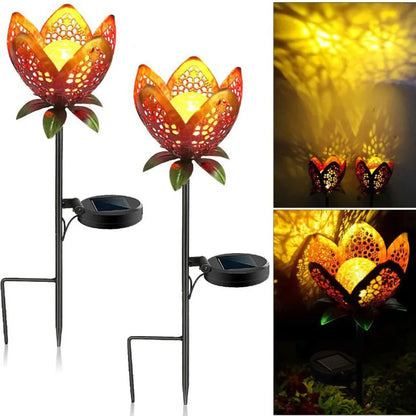 Solar LED Flower Iron Ground Plug Light