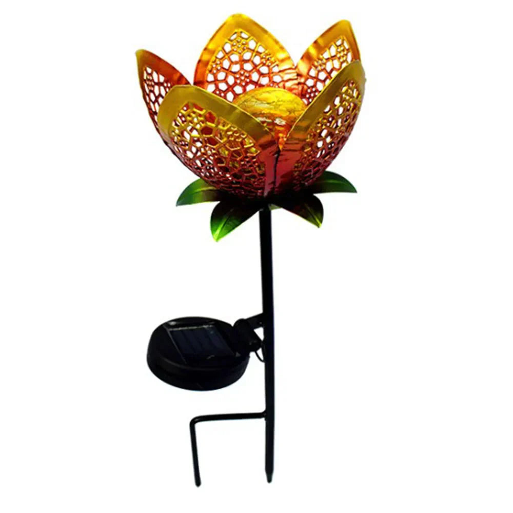 Solar LED Flower Iron Ground Plug Light