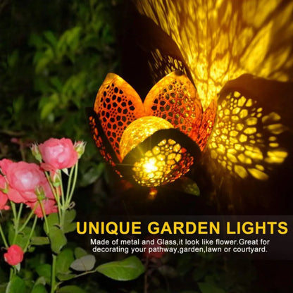 Solar LED Flower Iron Ground Plug Light